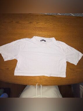 Zara Mockneck Cropped White Tee